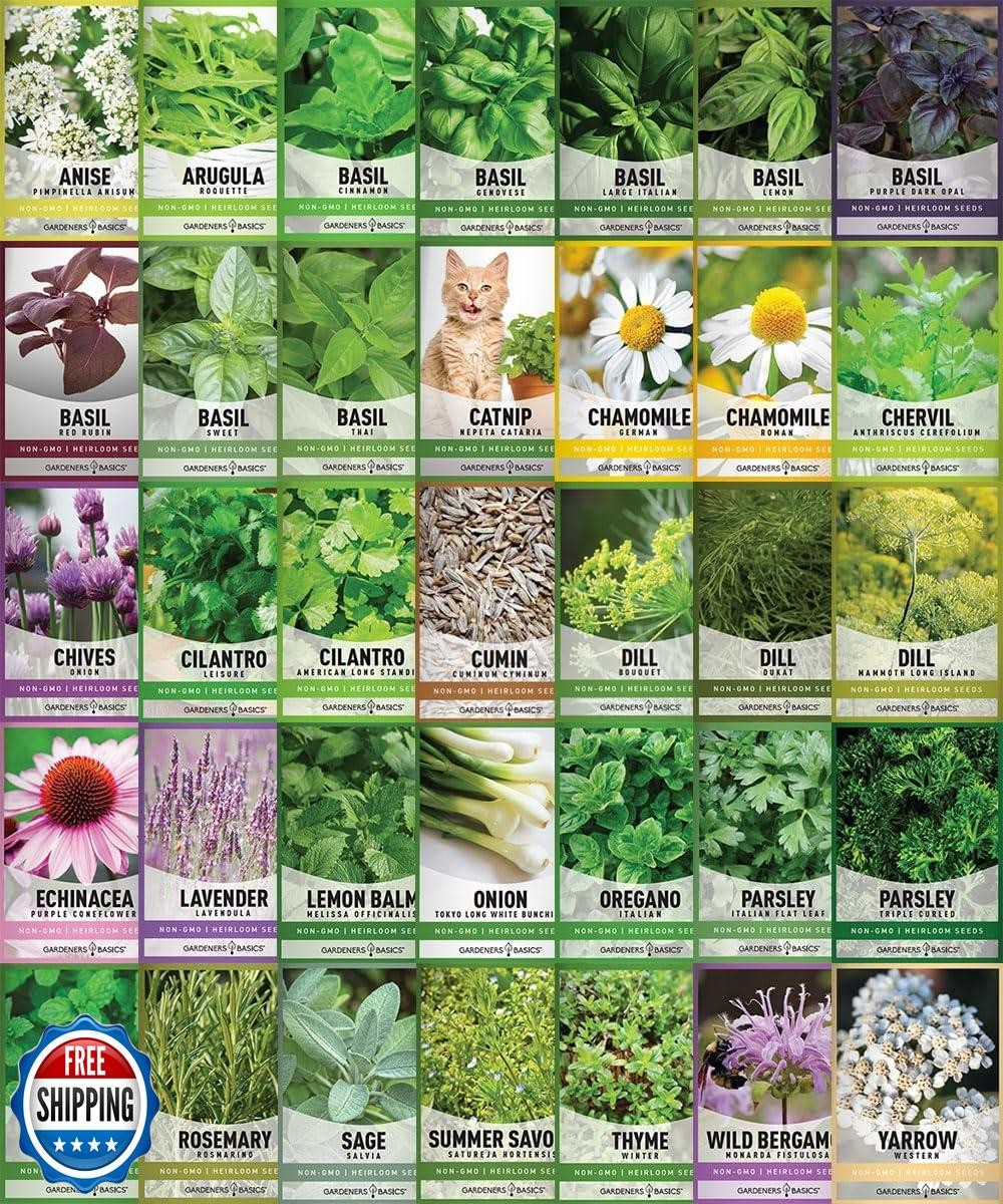 35 Medicinal and Culinary Herb Seeds Variety Pack – Heirloom Non-GMO Garden K
