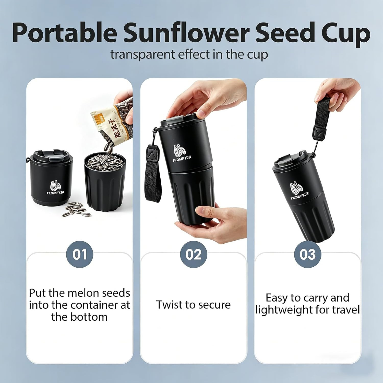 Portable Sunflower Seed Cup with Seed Organizer and Shell Storage, Seed Snack Sp