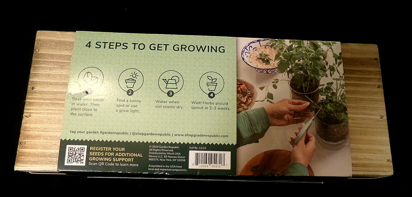 NWOT/NIB GARDEN REPUBLIC HERB GARDEN GROW KIT – Cilantro, Parsley, Thyme