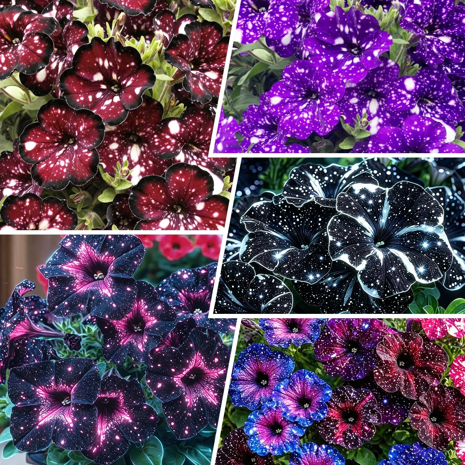 499+ Mix Night Sky Petunia Seeds for Planting – Heirloom Rare Dwarf Petunia Flow