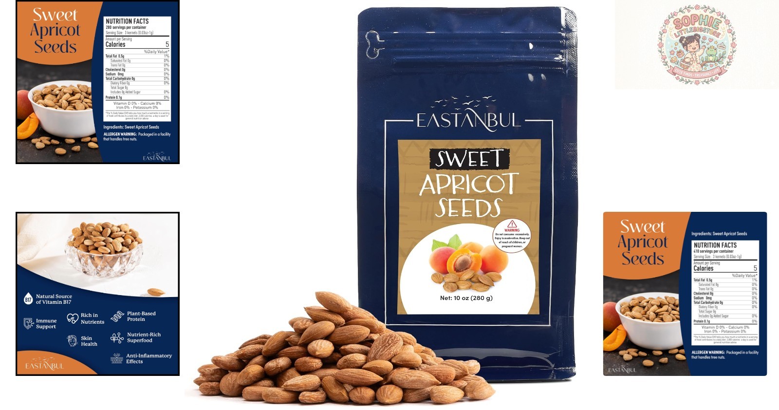 10oz Resealable Sweet Apricot Kernels – Natural, Healthy Snack Choice