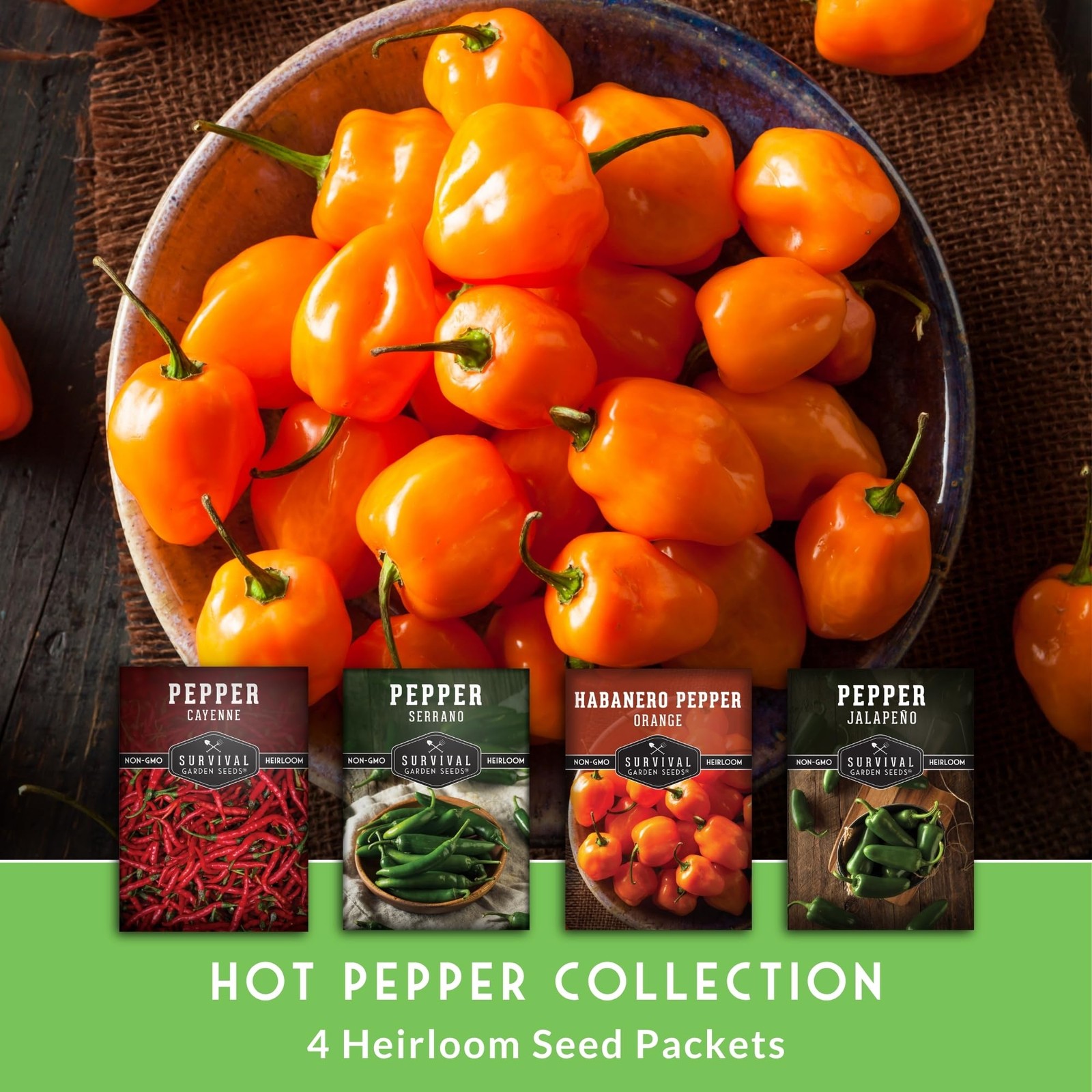 Hot Pepper Seeds Variety Pack for Planting | 4 Varieties: Jalapeno, Serrano, …