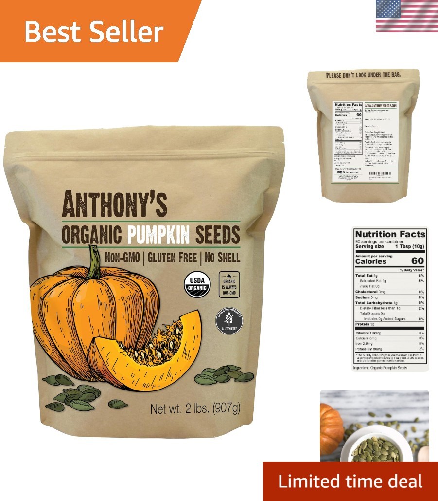 2 lbs of Unsalted Organic Pumpkin Seeds – Gluten-Free Snack for All Occasions