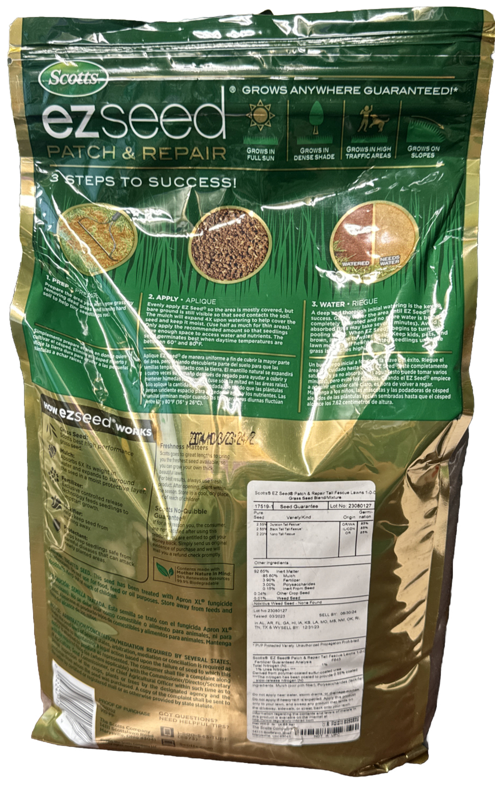 Scotts EZ Seed Patch & Repair Tall Fescue Lawns – 10 lb., Combination Mulch,