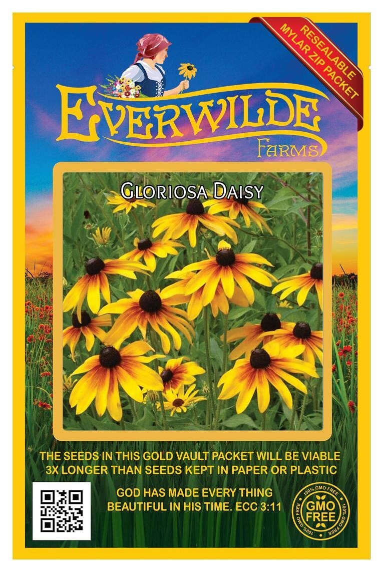 2000 Gloriosa Daisy Wildflower Seeds – Everwilde Farms Mylar Seed Packet