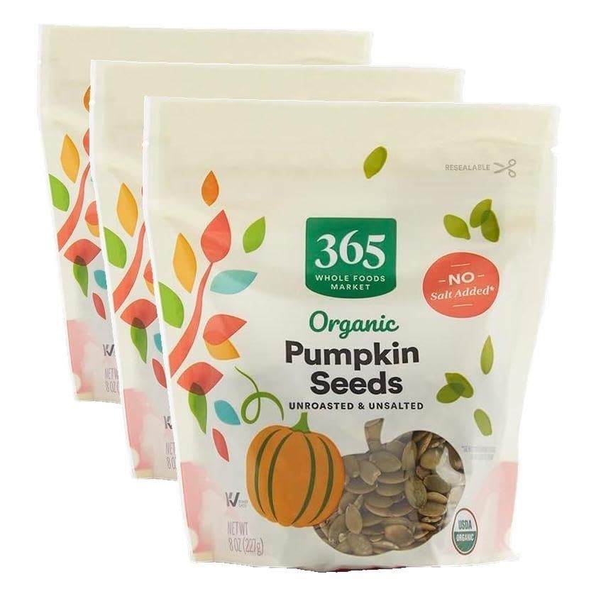 Organic Pumpkin Seeds – 8 Ounce Resealable Bags, Pack of 3 for Healthy Snacking