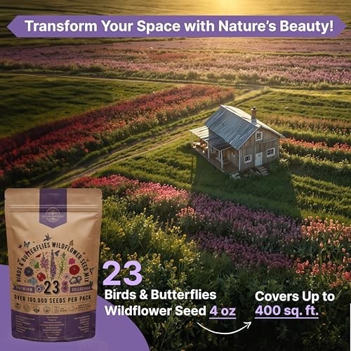 Wildflower Seeds Mix – 100,000+ Non-GMO Annual & Perennial for Garden, Attract B
