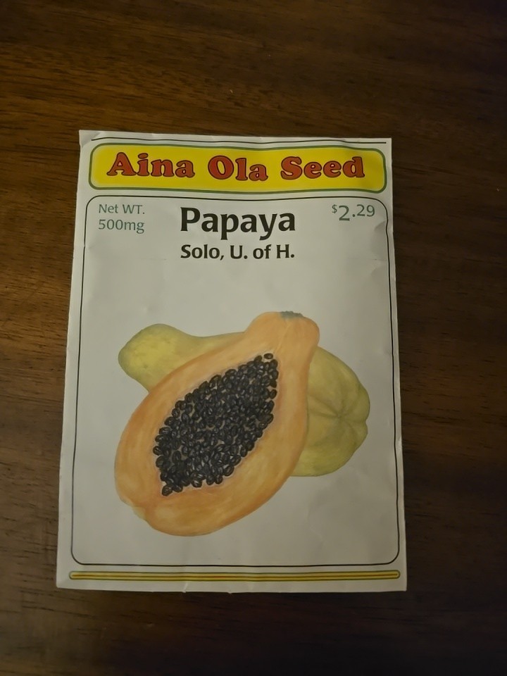 Aina Ola Seed Papaya Seeds Solo U. Of H. Hawaii Native 500mg Non Gmo New Maui