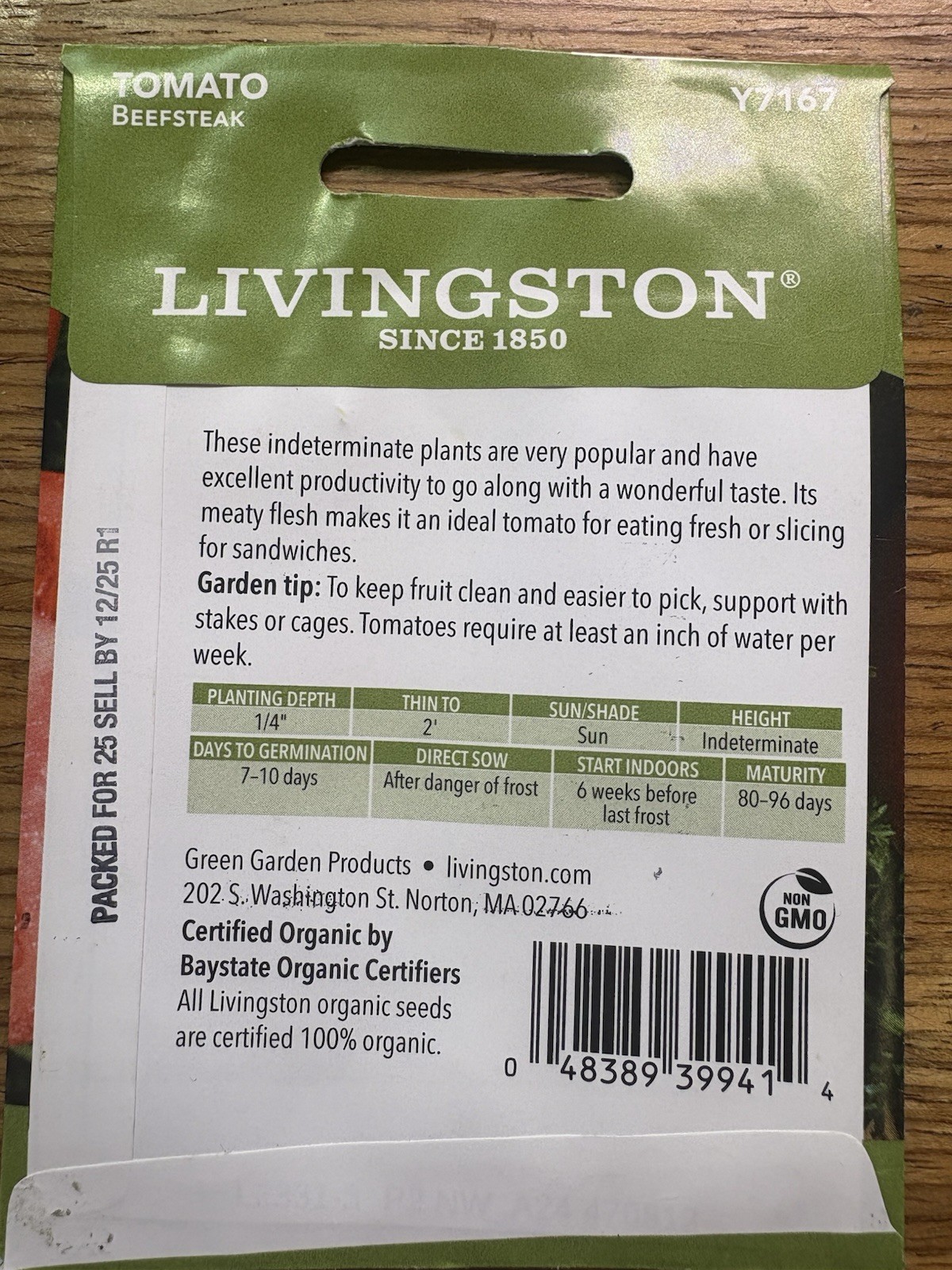 Livingston Seed Company Tomato Beefsteak Organic Non-GMO Vegetable Seeds