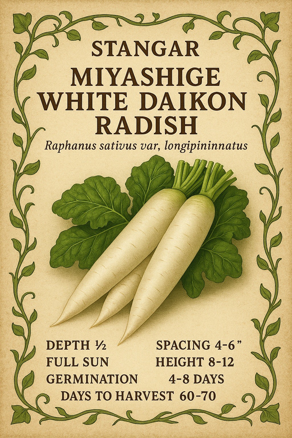 350 Heirloom Daikon Minowase Radish Seeds – Super Fast Growing! Organic NonGMO