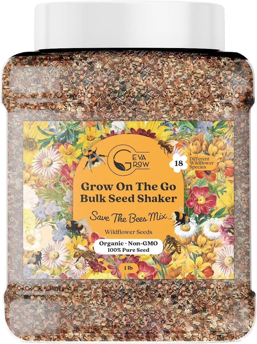 Save the Bees Wildflower Mix 1LB Tub – 300,000+ Seeds for Bee-Friendly Gardens