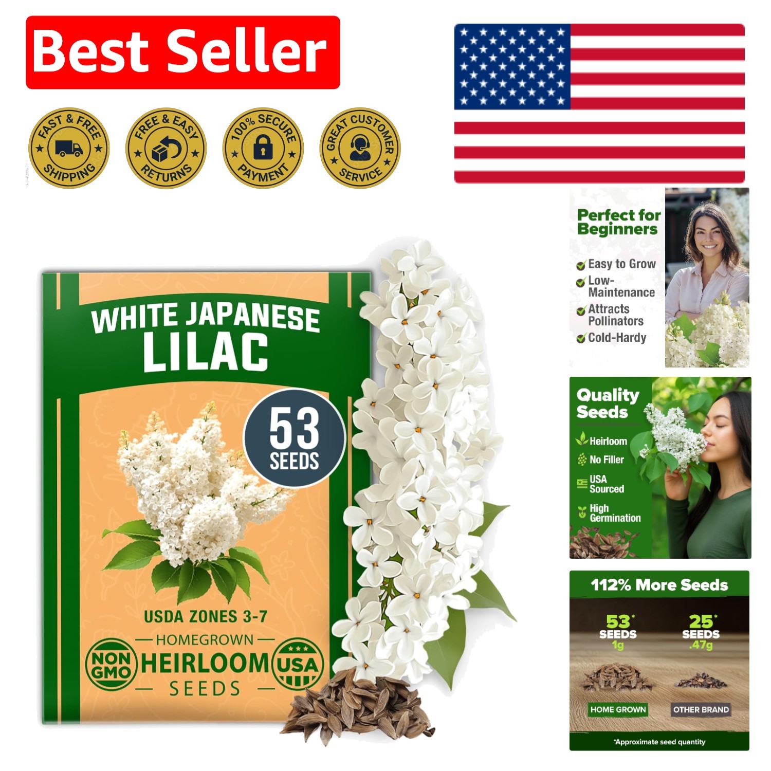 Beautiful White Lilac Flower Seeds – Non-GMO Heirloom for Every Gardener