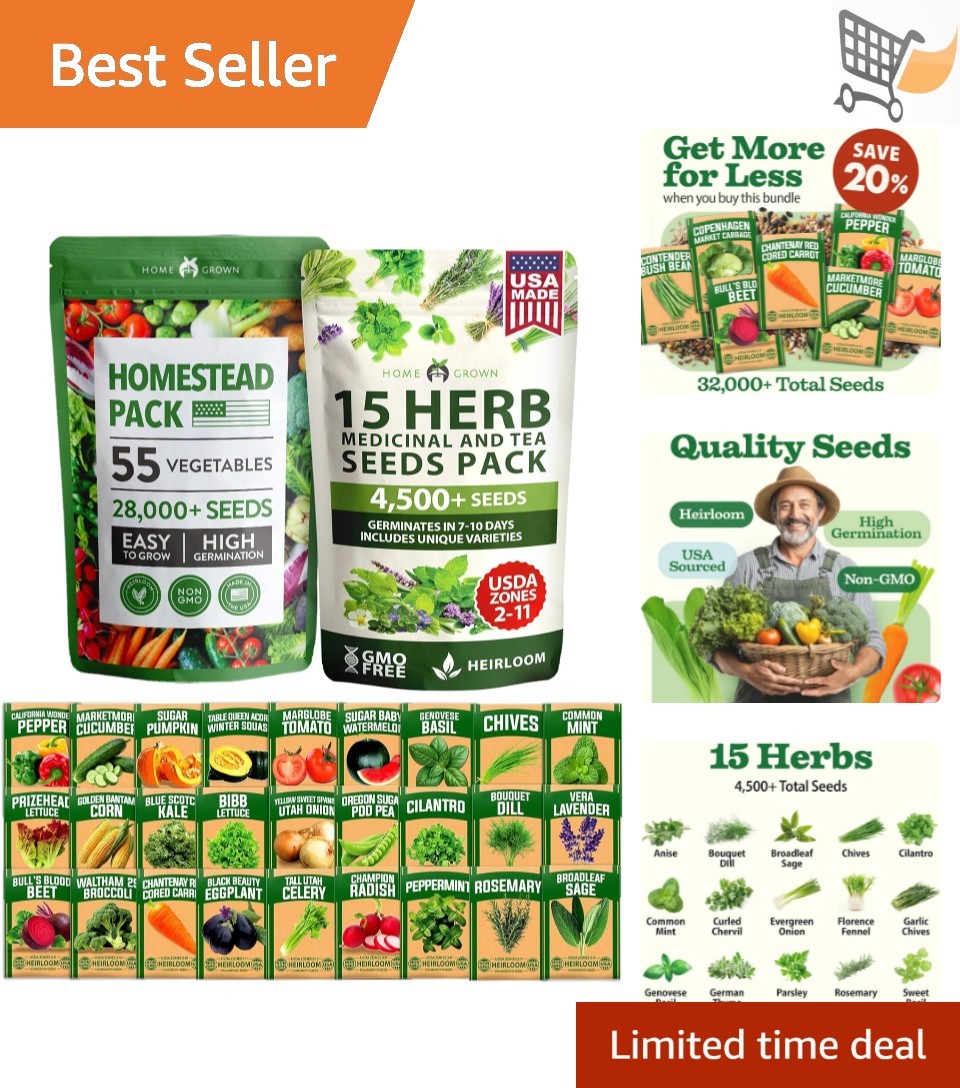 Vegetable Herb Seed Kit 70 Varieties Non-GMO Heirloom Indoor Outdoor Gardening