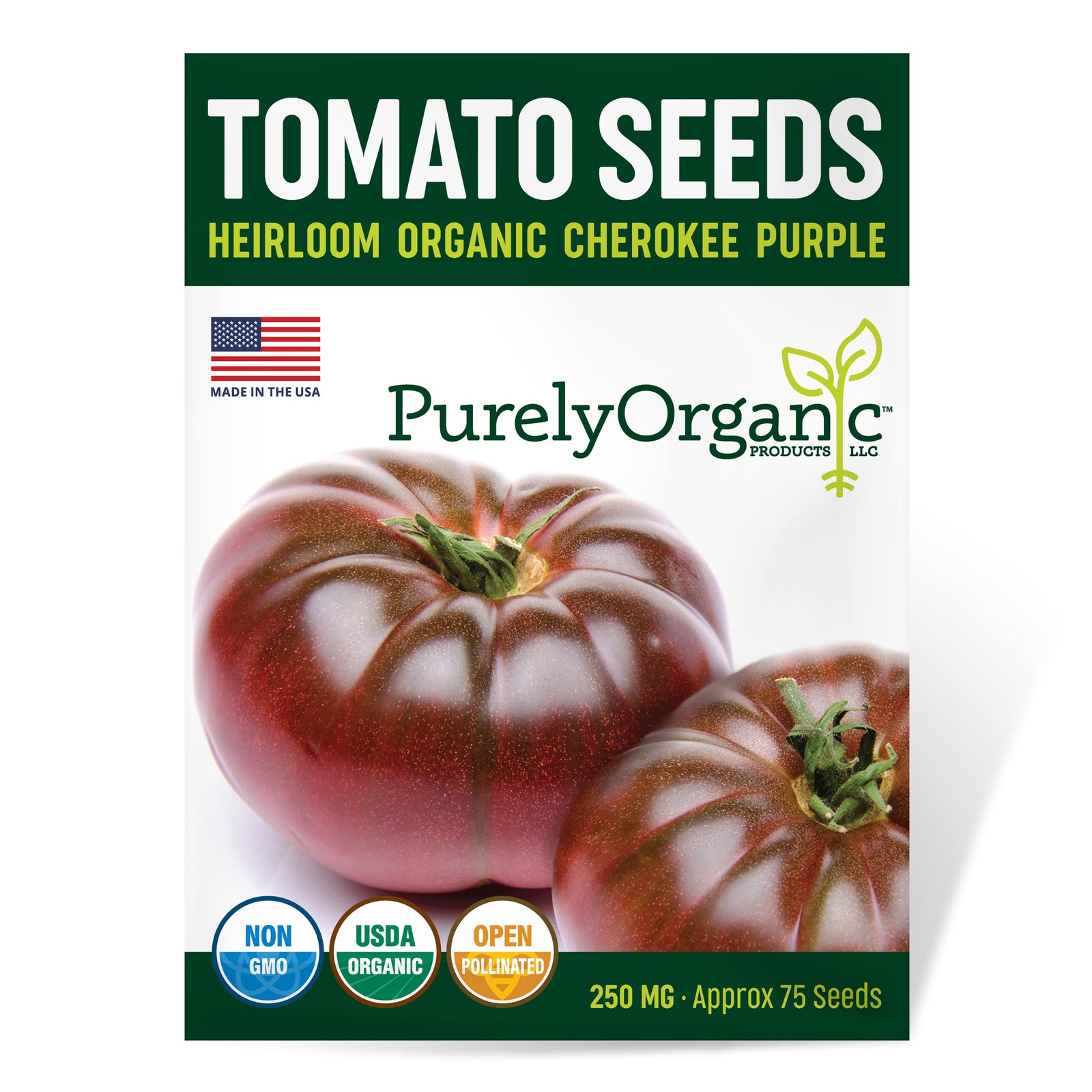 Purely Organic Tomato Seeds Cherokee Purple Approx 75 Seeds Certified Organ…