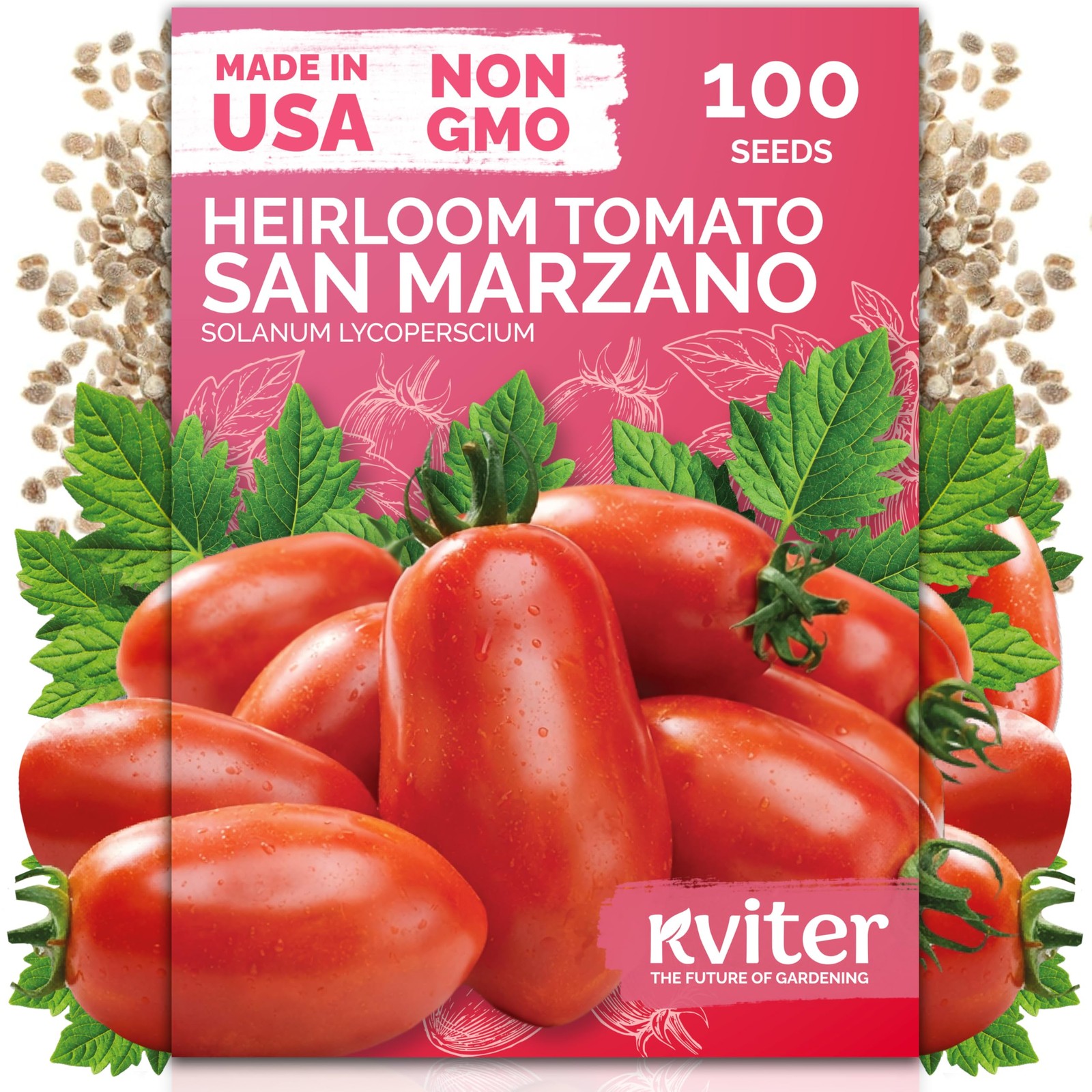 KVITER 100 San Marzano Indeterminate Tomato Seeds (Solanum Lycoperscium)