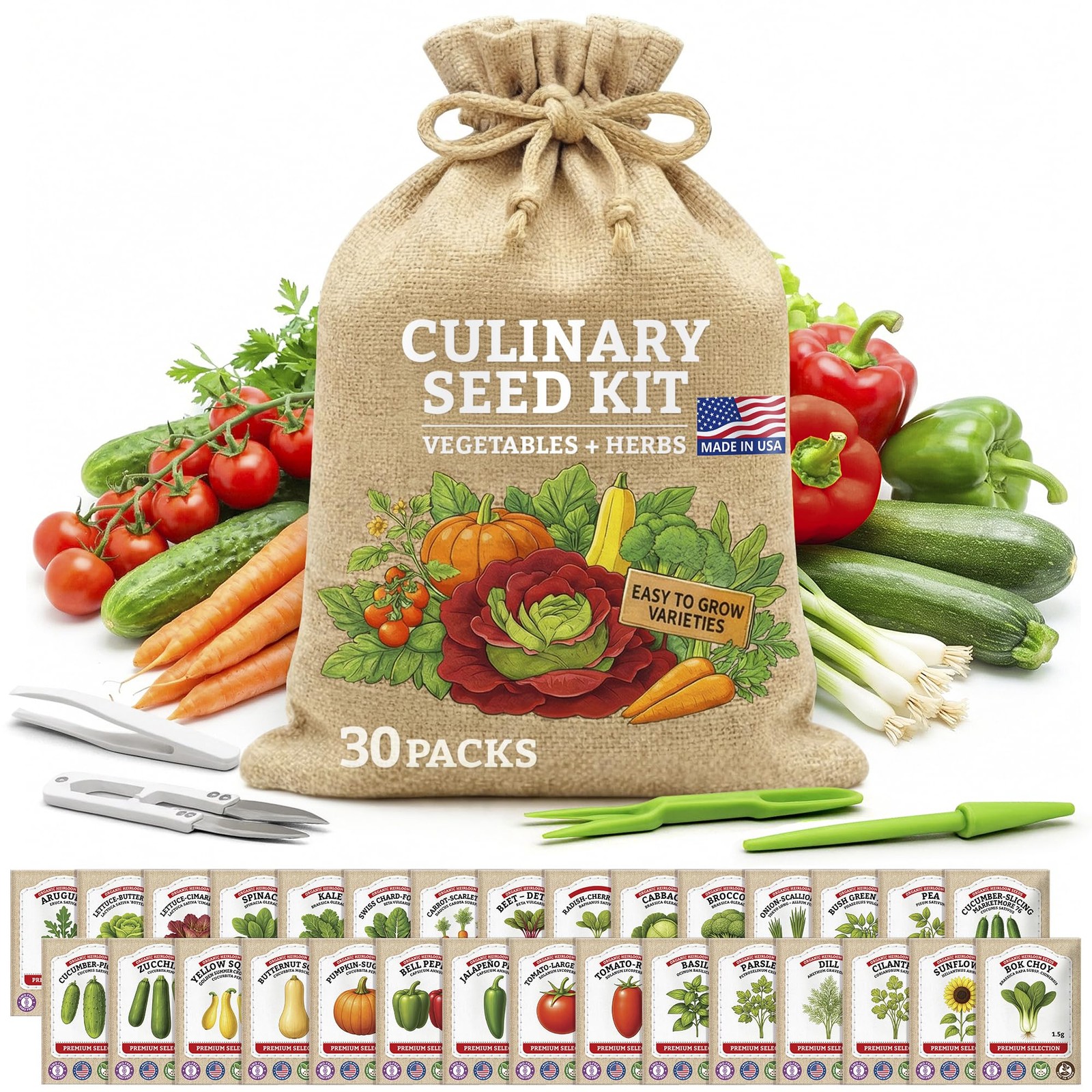 Culinary Vegetable & Herb Seeds Variety Pack 30 Heirloom NonGMO Garden Seeds…