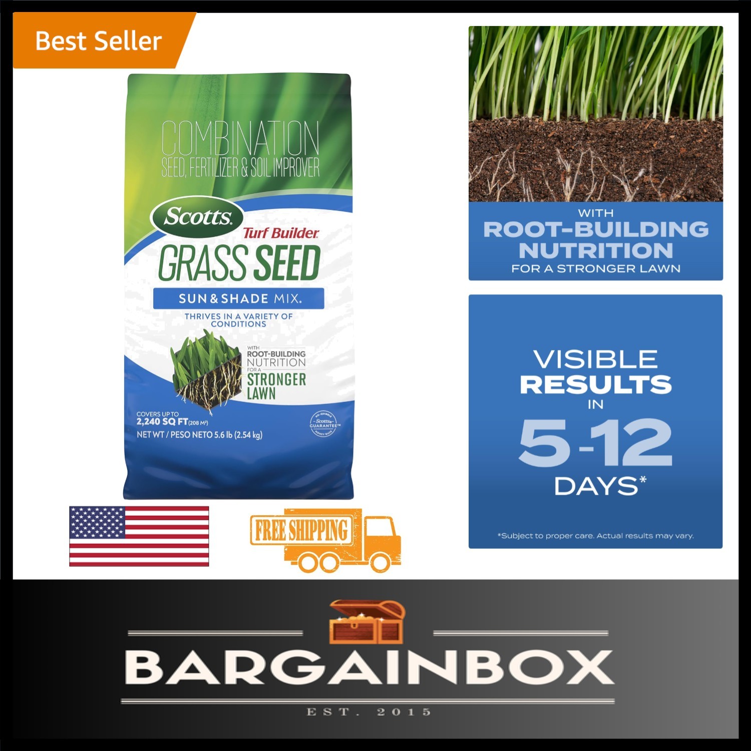 Turf Builder Sun & Shade Grass Seed Mix (5.6 lbs.) – Strong Roots, Thick Turf