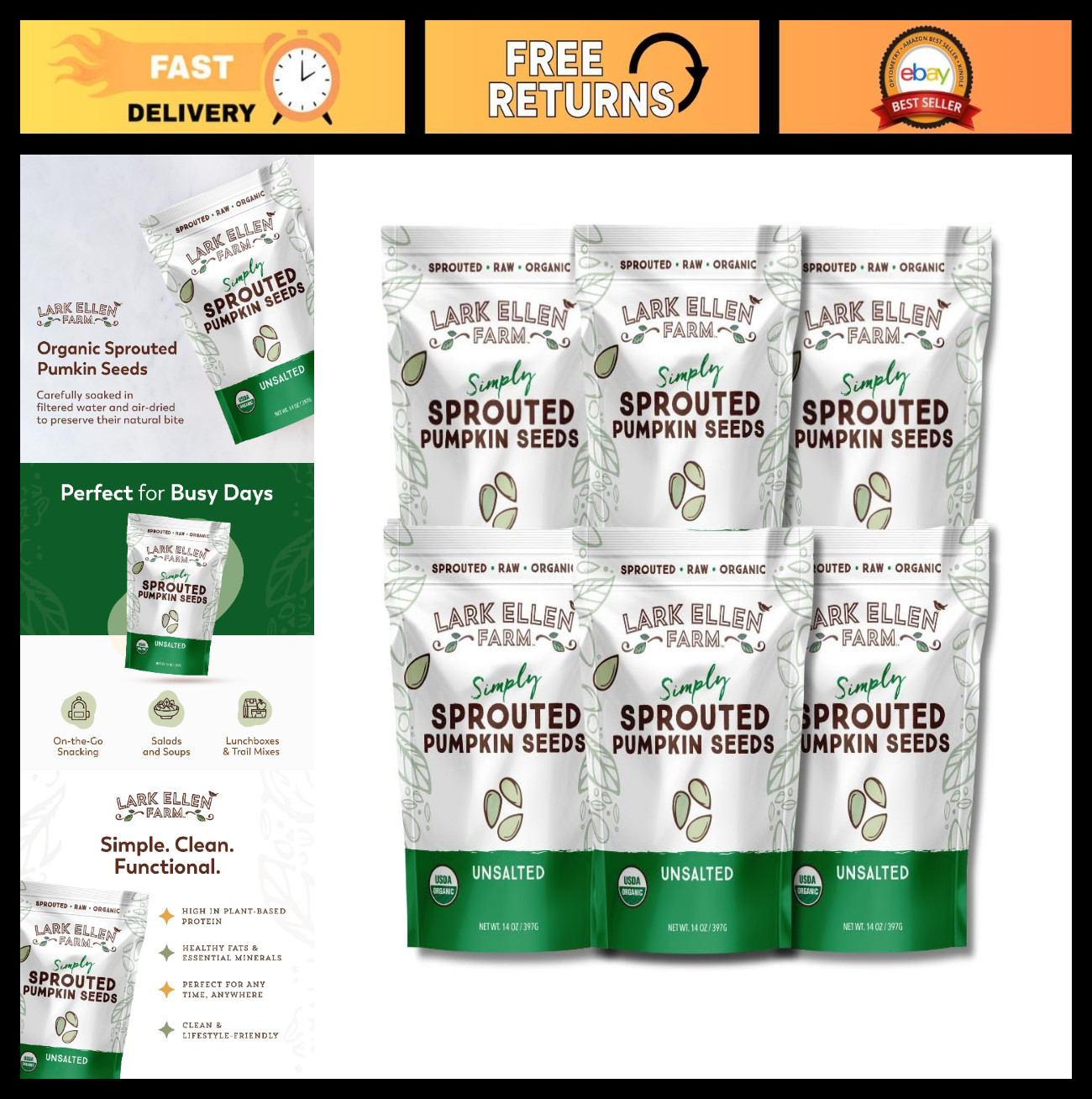 Organic Sprouted Pumpkin Seeds – Raw Unsalted Pepitas for Snacking, Salads, Trai