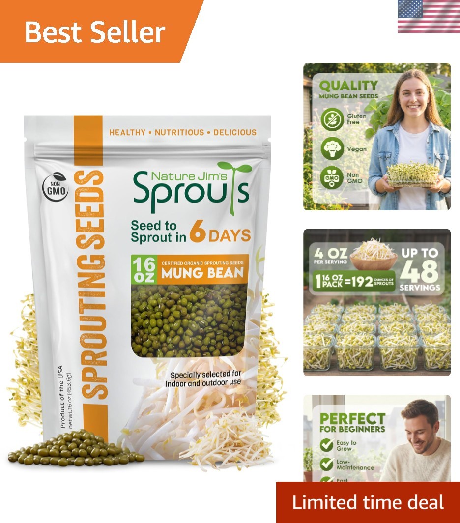 Nature Jim’s 16 Oz Mung Bean Sprouting Seeds – Easy Home Growing Instructions