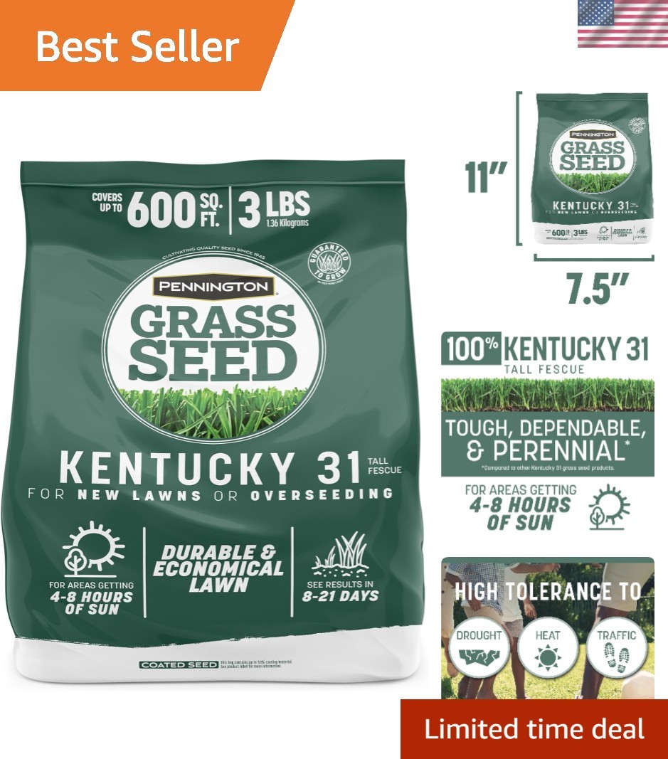 3 LB Kentucky 31 Tall Fescue Grass Seed – Drought-Resistant & Fast-Germinating