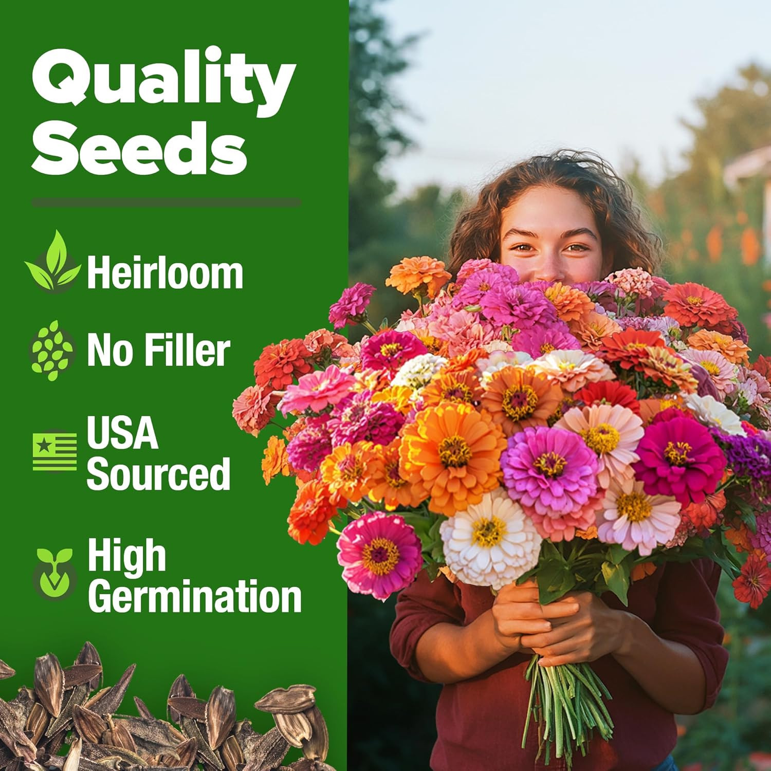 Zinnia Seeds for 2026 – California Giant Mix – 7,300+ (2 Oz) Plant Wildflower Bl