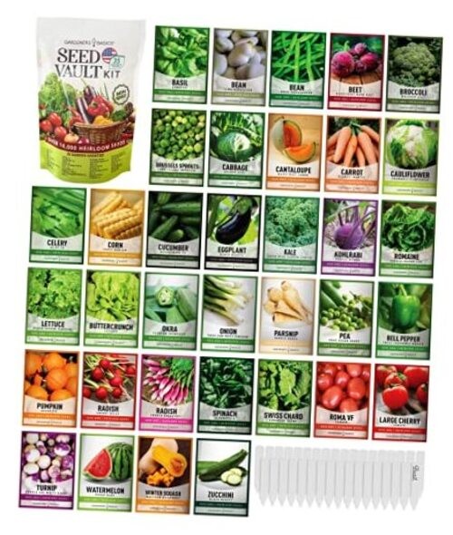 Survival Vegetable Seeds Garden Kit Over 16,000 Seeds Non-GMO and Heirloom,