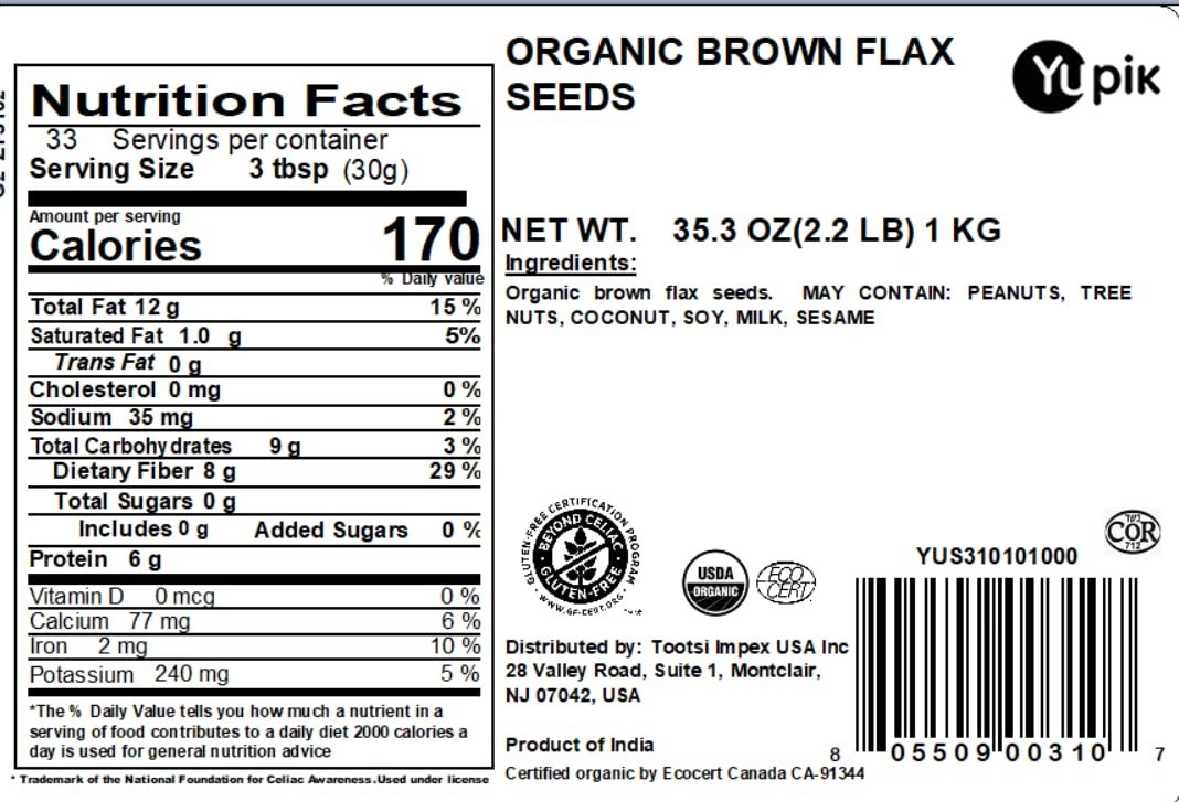 Organic Flax Seeds 2.2 lb Gluten-Free Non-GMO Raw