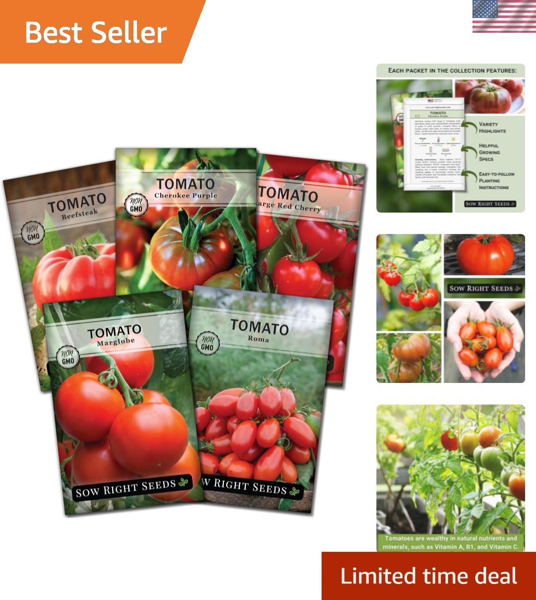 Classic Tomato Seed Collection for Planting – Cherokee Purple, Beefsteak, Lar…