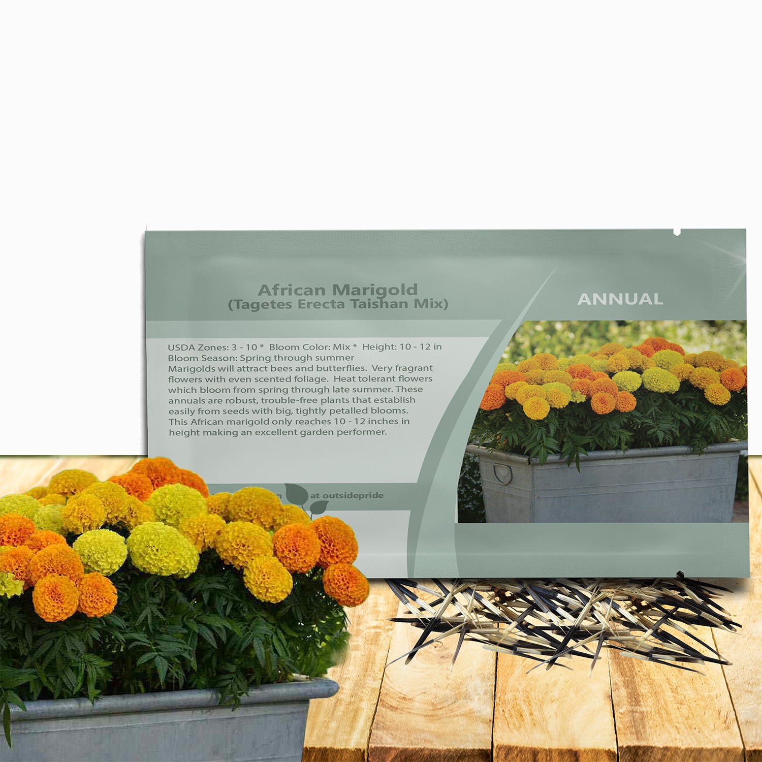 100 Seeds Tagetes Erecta African Marigold Taishan Flower Seed Mix