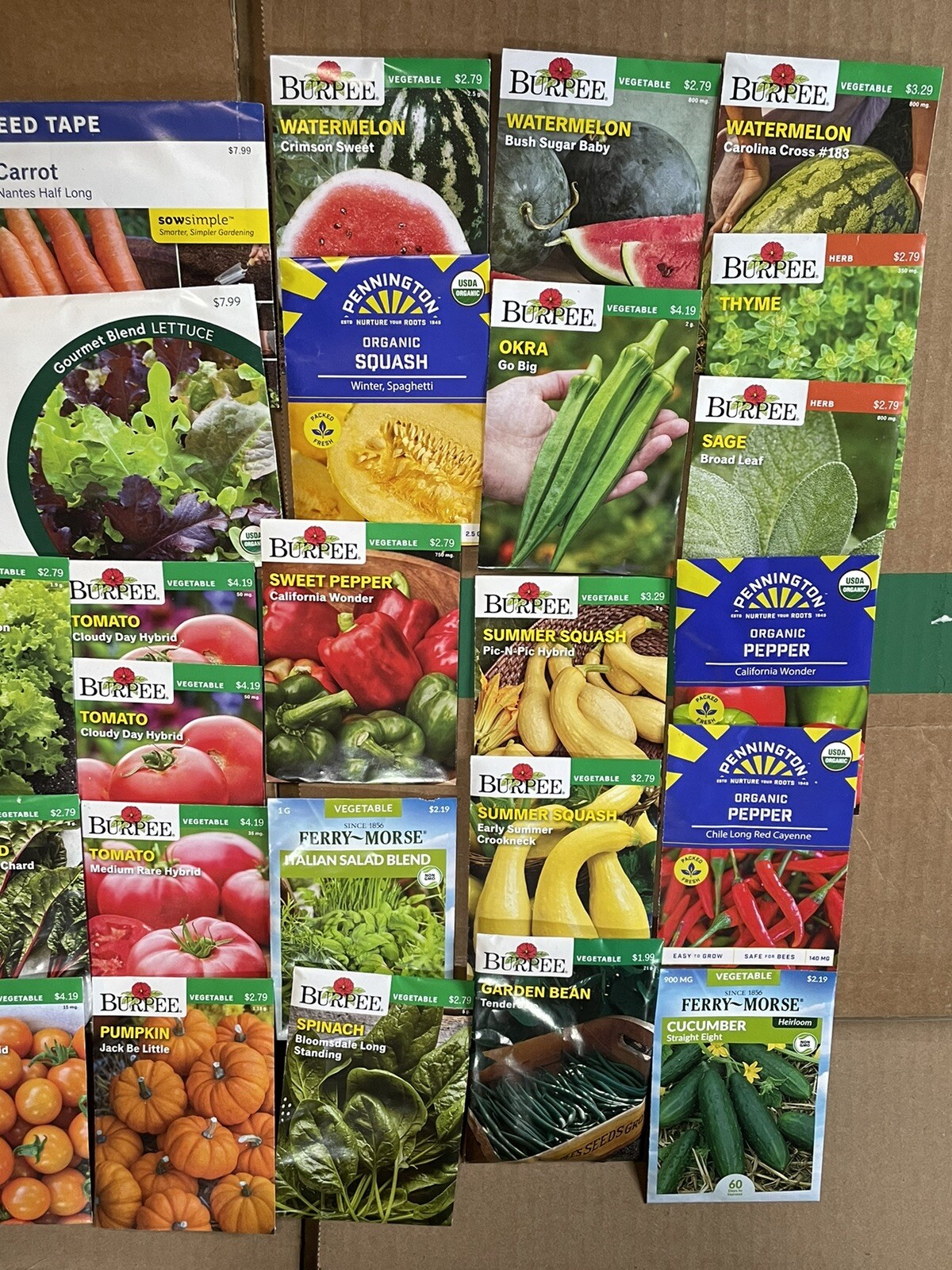 Lot Of 25 Vegetable And Herb Seed Packets Packs 23&24 Non GMO Organic Random Mix