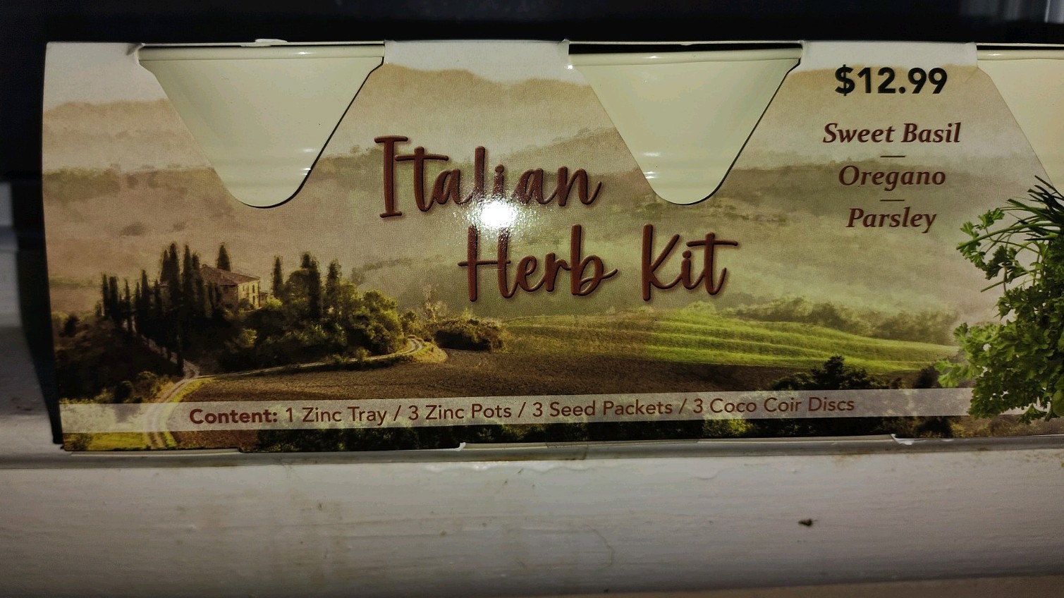 Italian Herb Kit 3 Pack Parsley, Sweet Basil and Oregano Gardening Soil + Seed