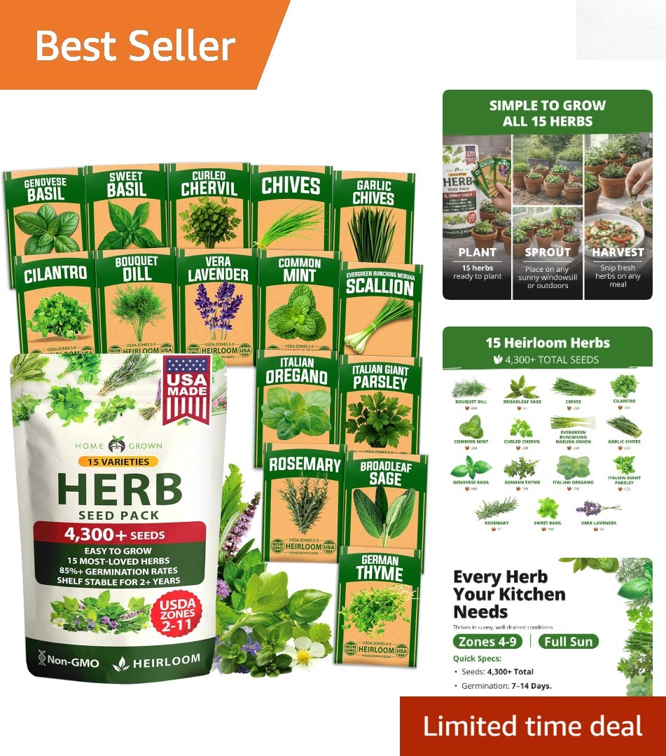 Culinary Herb Kit – 15 Herb Seeds for Indoor/Outdoor Planting & Hydroponics