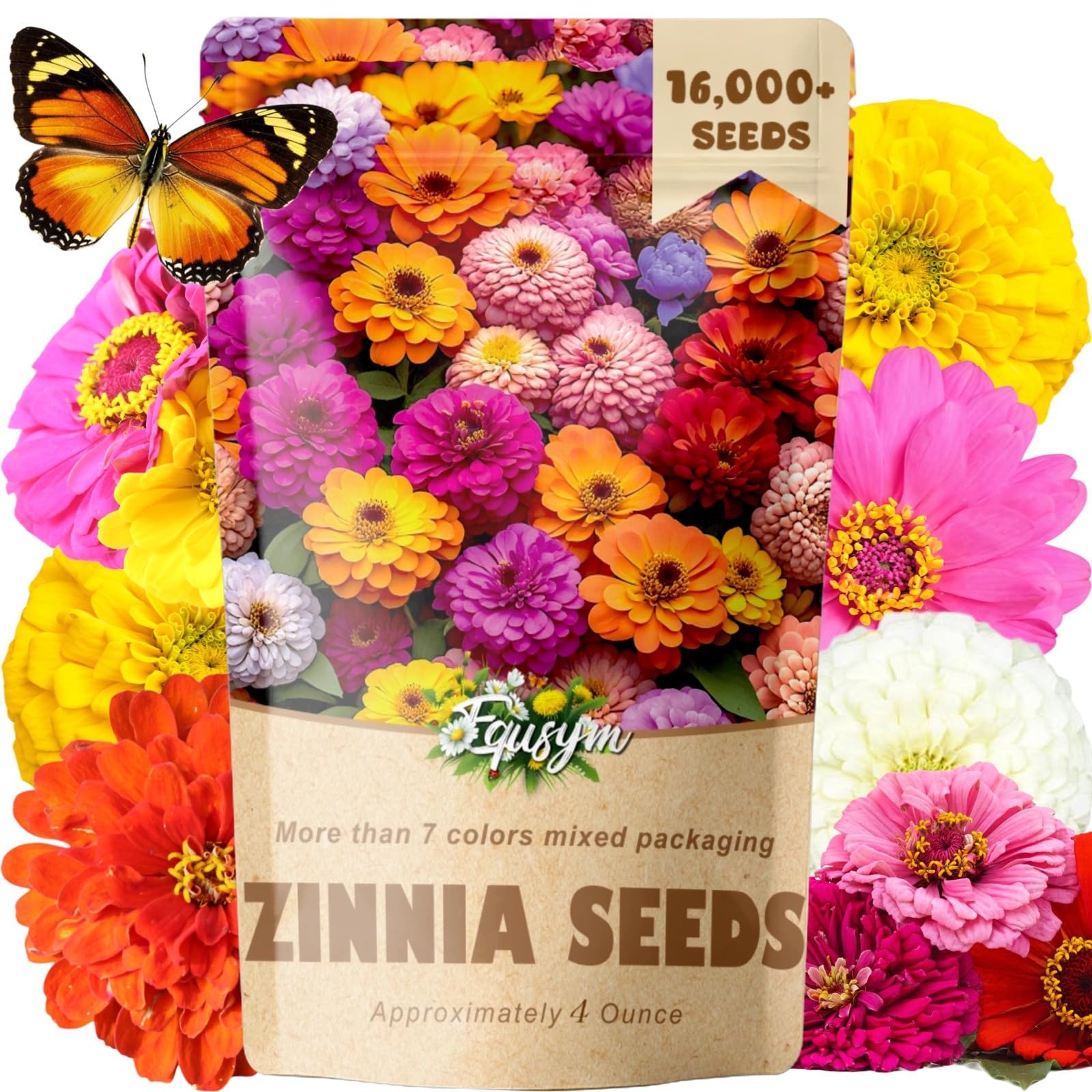 16000+ Zinnia Flower Seeds for 2026-7+ Color Mix, High Germination Rate, Perf…