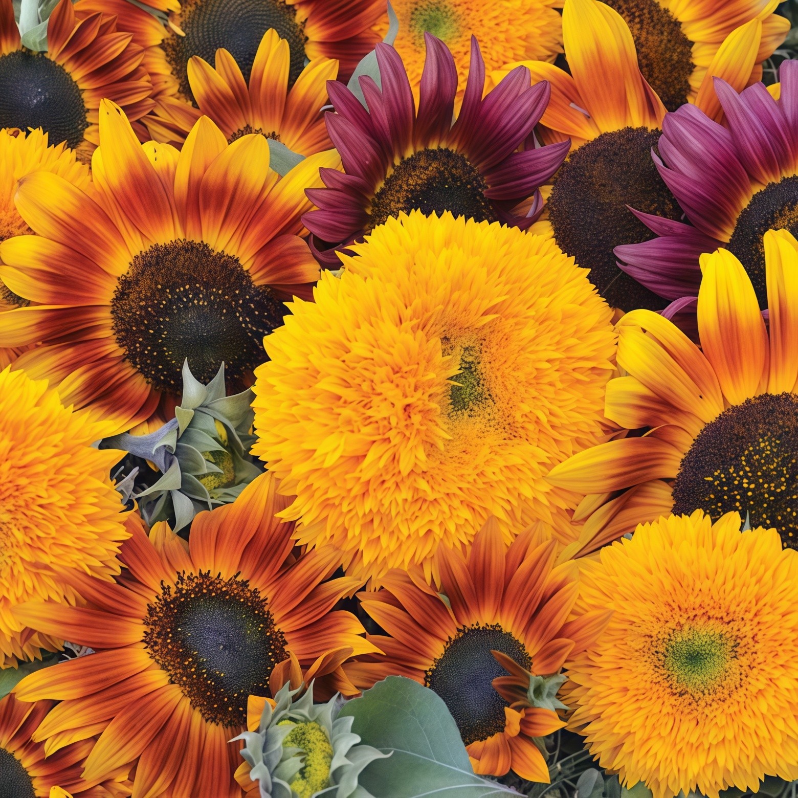 Rare 50pcs Sunny Sunflower Mix Seeds, 17 Species, Non-GMO, Free Shipping