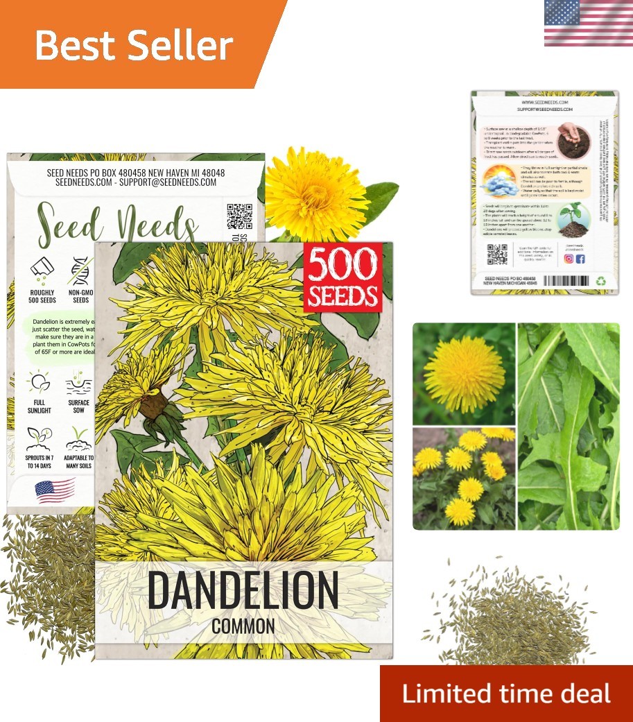 250 Pack of Non-GMO Dandelion Seeds – Grow Nutrient-Rich Greens for Your Garden