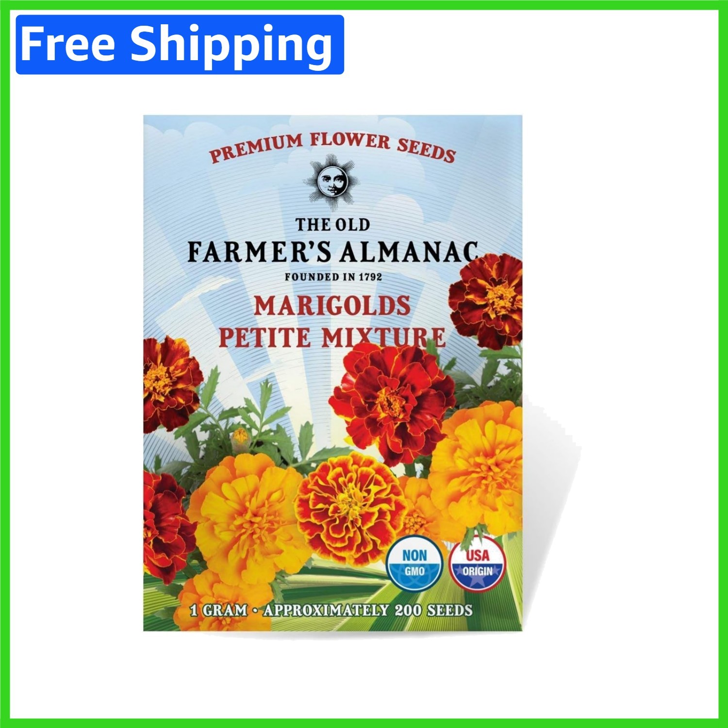 Colorful Petite Marigold Seeds – 200 Fragrant, Pollinator-Friendly Flower Seeds