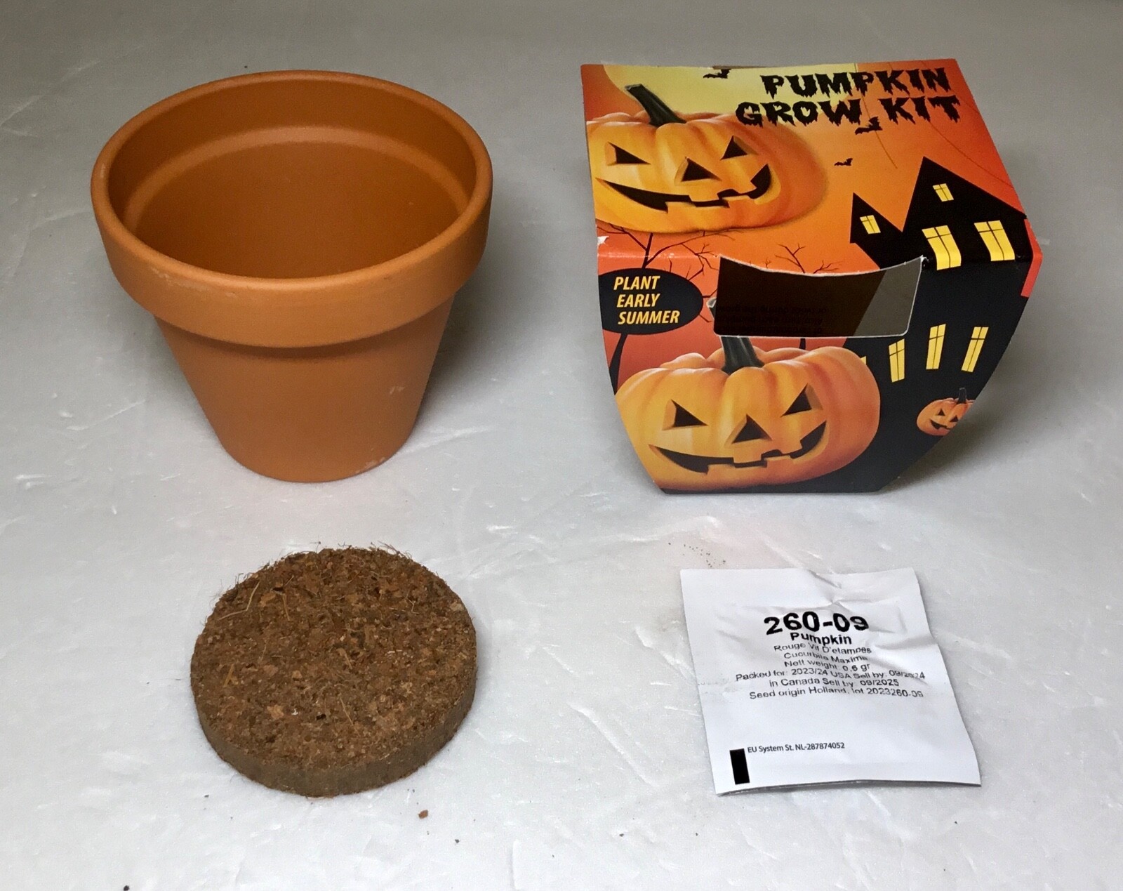 TotalGreen PUMPKIN GROW KIT w/3″ Ceramic Pot Grow Mix Seed Packet NEW