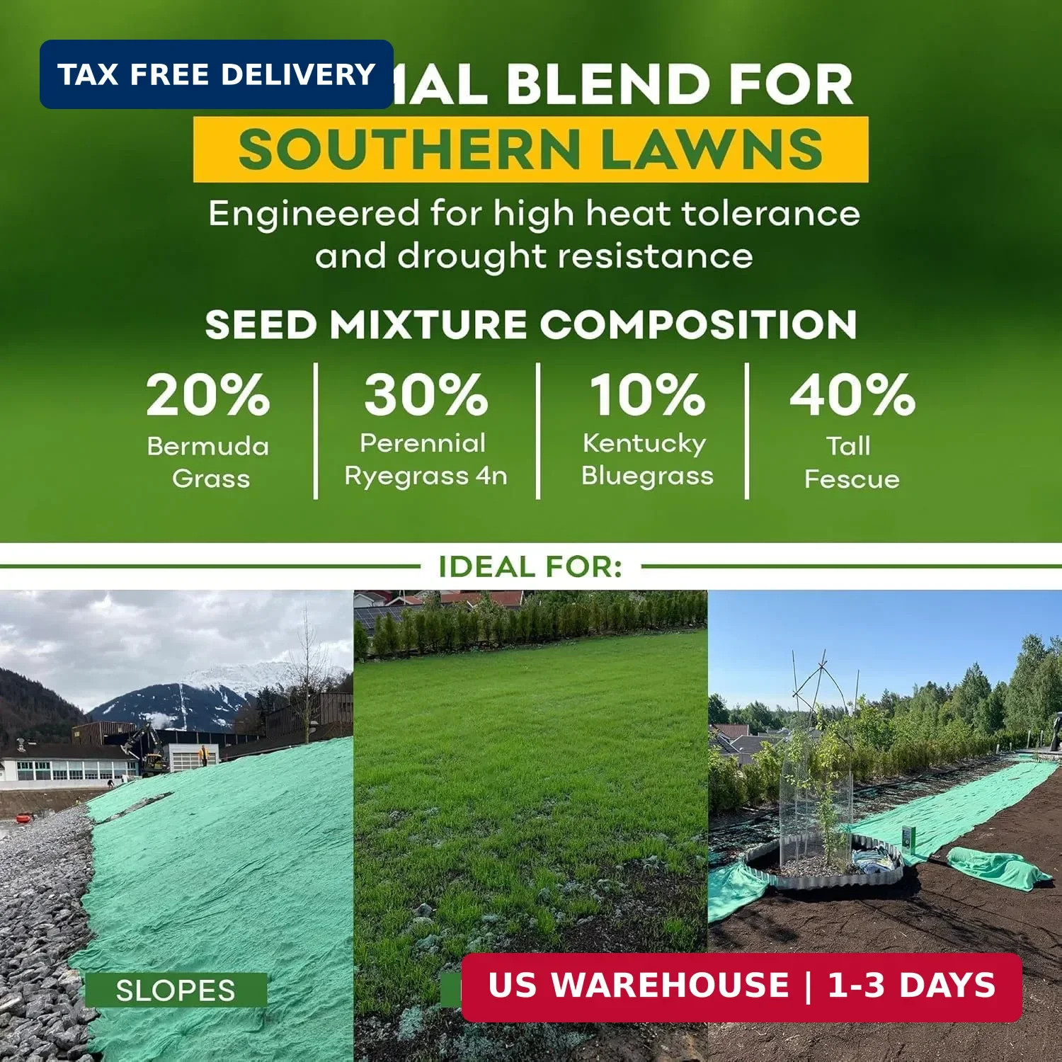 Petramax ReadyRoll Biodegradable Bermuda Grass Seed Mat for Southern Lawn 54 Sq