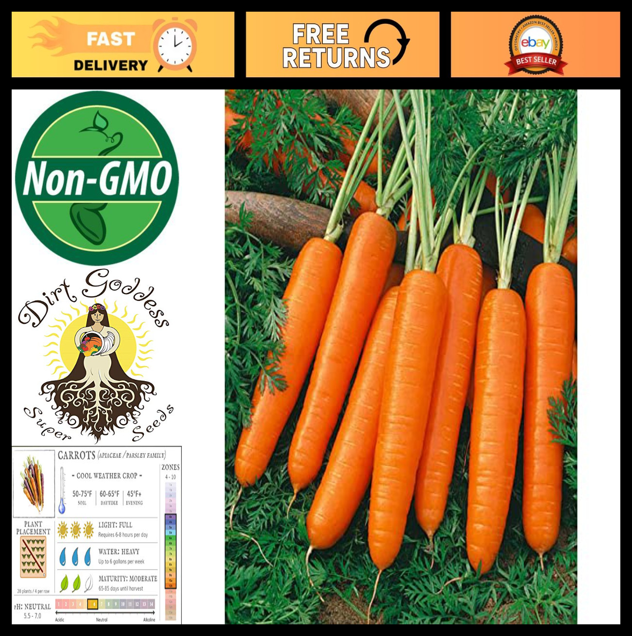 Non-GMO Scarlet Nantes Carrots – Fresh 1/2 Lb, Sweet & Crunchy Vegetables