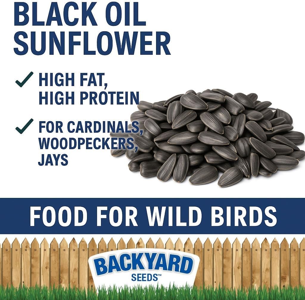 Backyard Seeds Black Oil Sunflower Seeds for Wild Birds 25lbs – Thin Shells, …