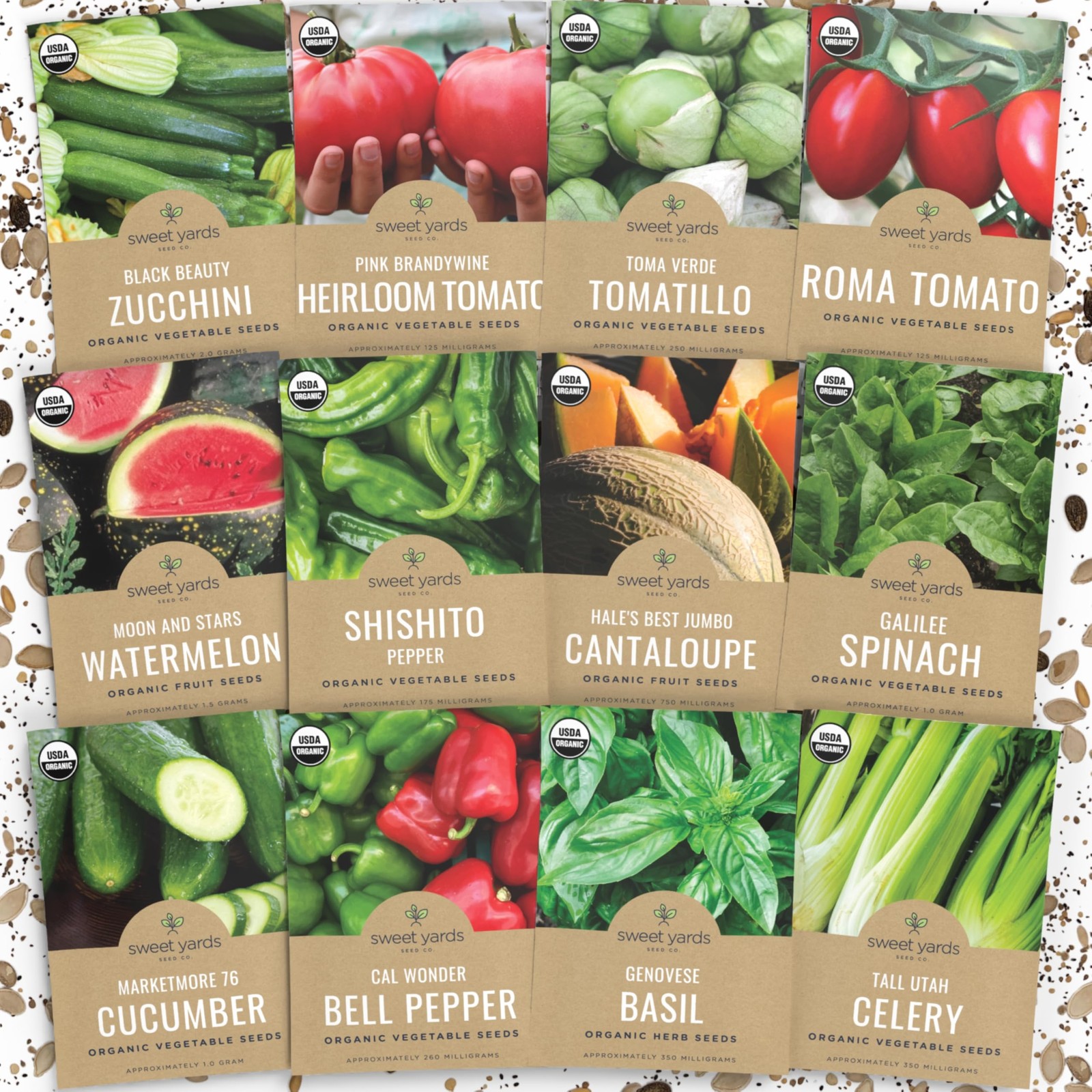 Organic Summer Seeds Variety Pack – 12 Individual Packs – 2026 Season – Basil…