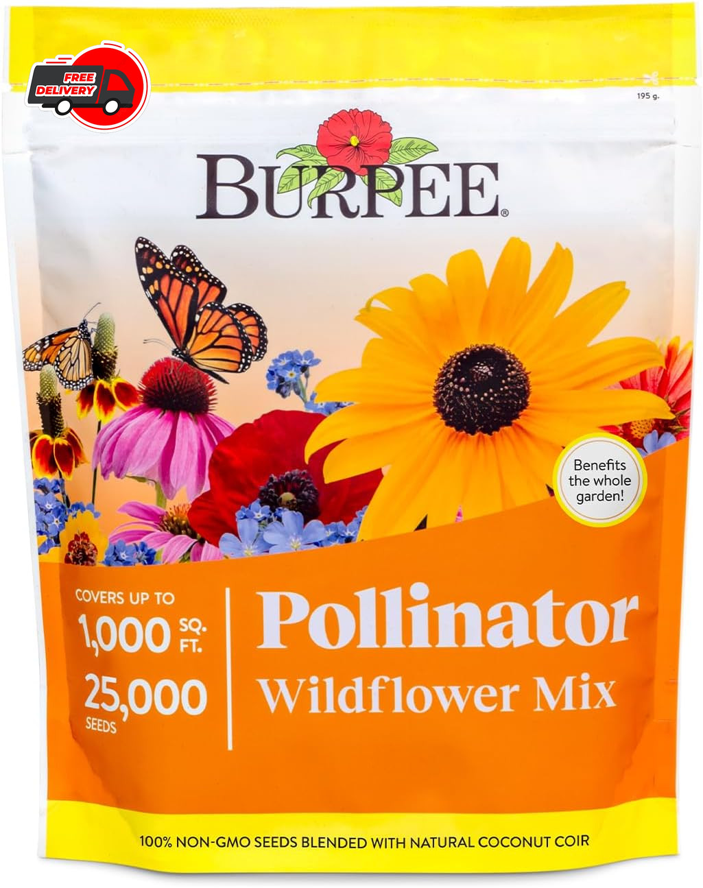 Wildflower 25,000 Bulk, 1 Bag, 18 Varieties of Non-Gmo Flower Seeds Pollinator G