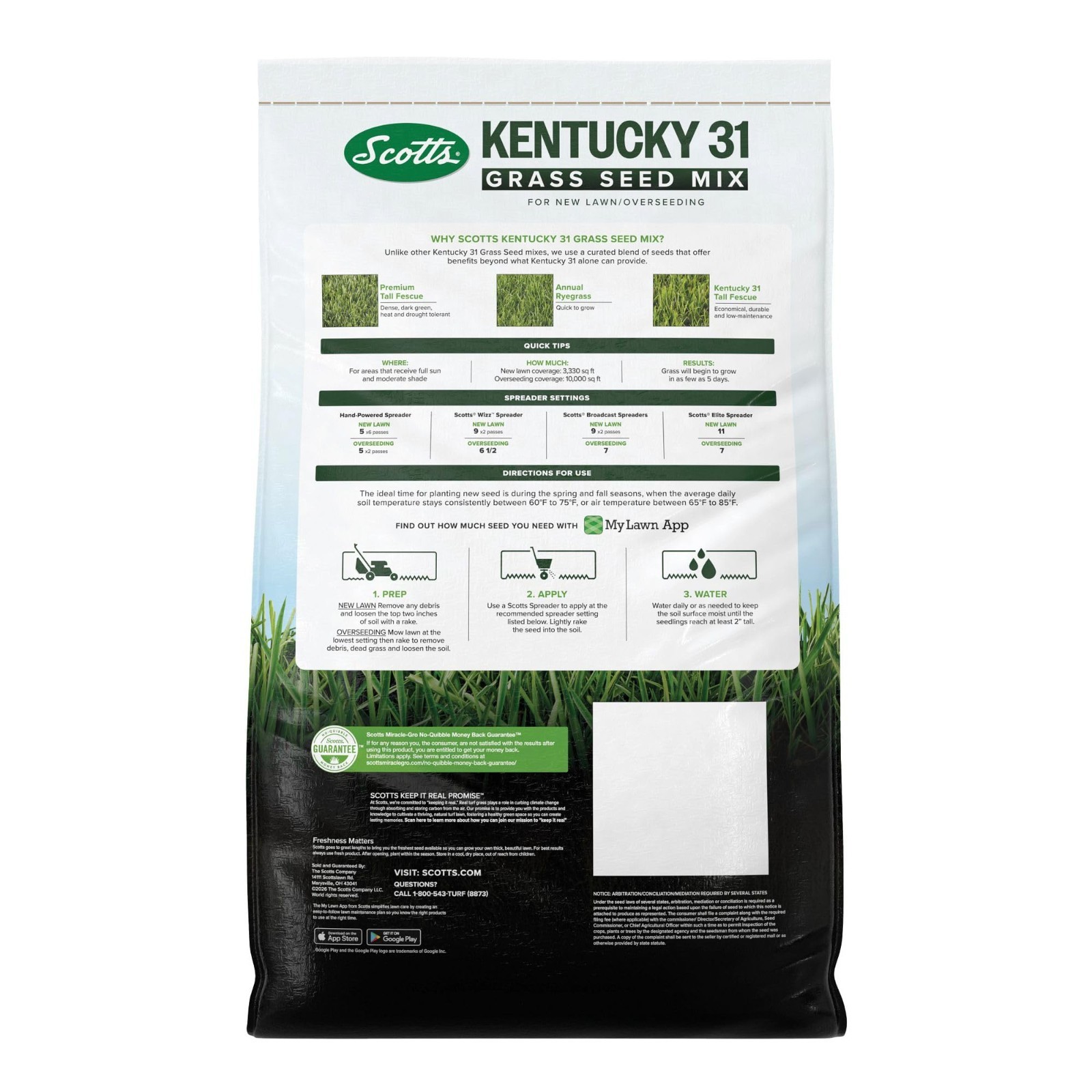 Premium Kentucky 31 Grass Seed Mix – Covers 10,000 sq. ft., 40 lb for Lush Lawn
