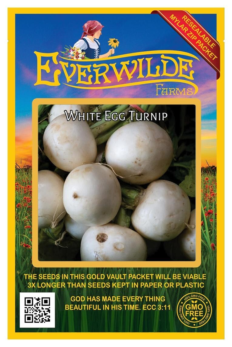 500 White Egg Turnip Seeds – Everwilde Farms Mylar Seed Packet
