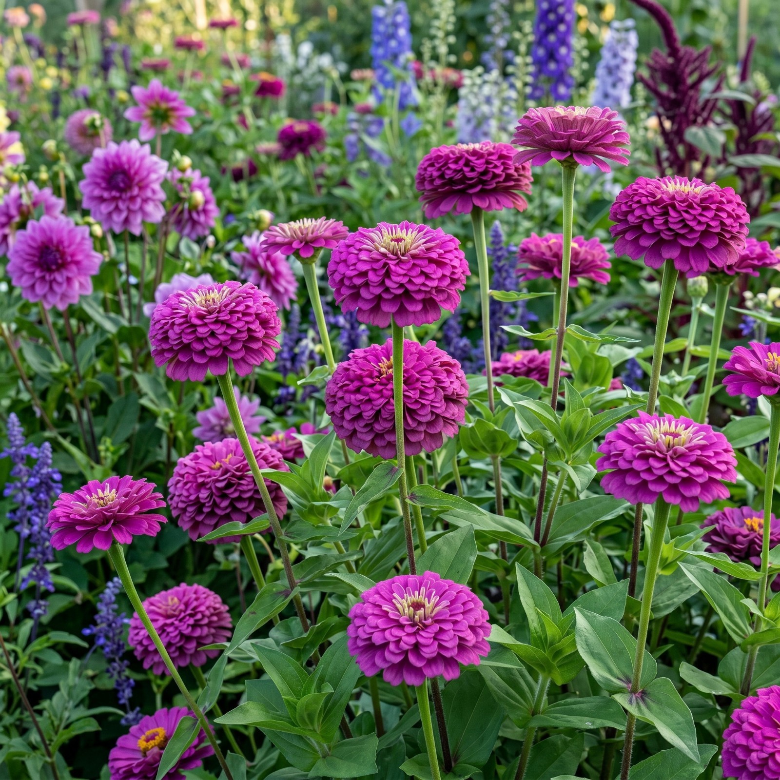 Zinnia GIGANTICA VIOLET 5″+ Huge Florist Double Blooms Tall Cut Flowers 50 Seeds