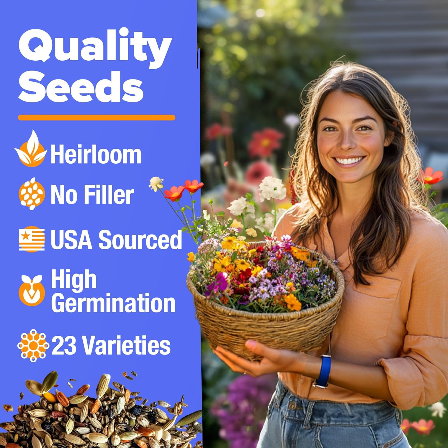 HOME GROWN Wildflower Seeds – 134,000+ Pure 𝗡𝗢𝗡-𝗚𝗠𝗢 𝗨𝗦𝗔 Seeds