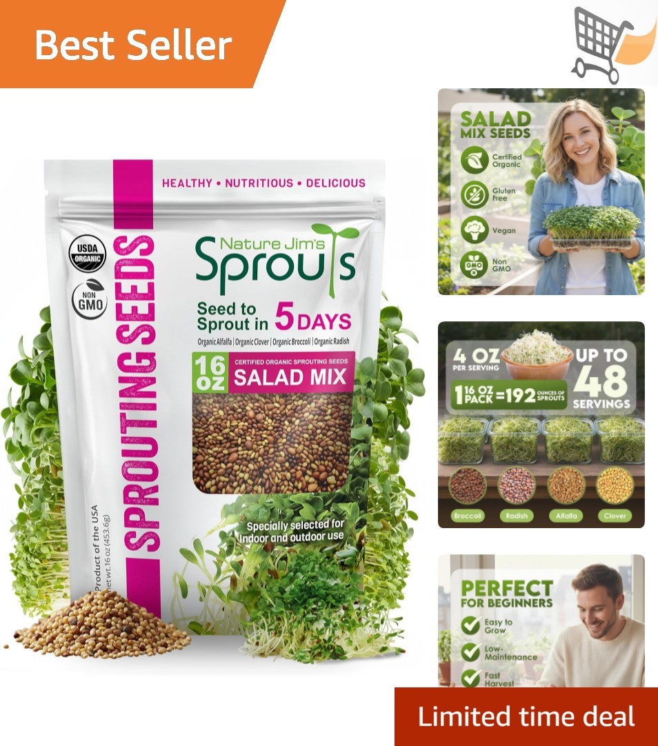 Sprouts Organic Salad Mix Non-GMO Microgreen Seeds Indoor Outdoor 1lb