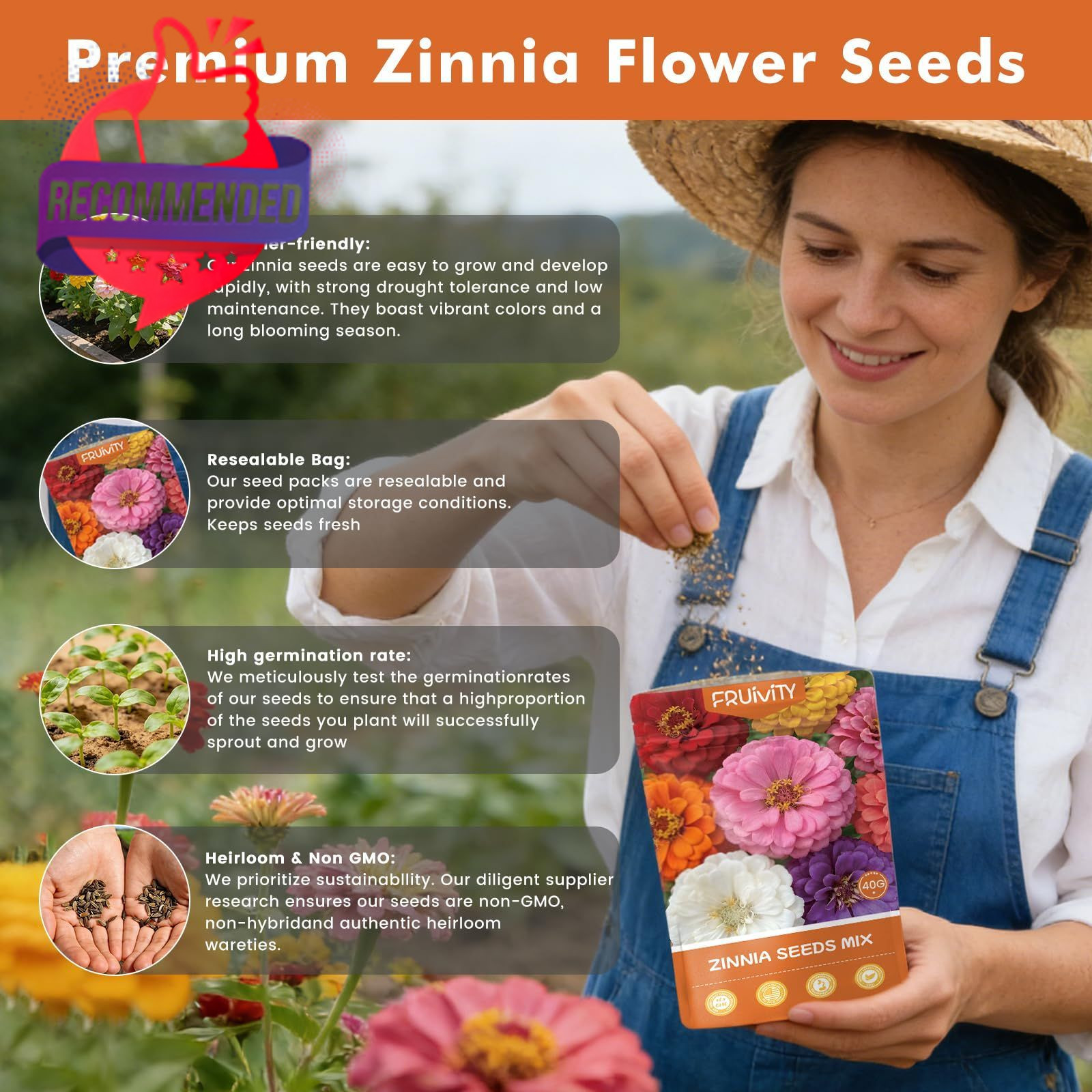 Zinnia Seeds Mixed Color 2026 Planting – Bulk Multi‑Color Flower Pack