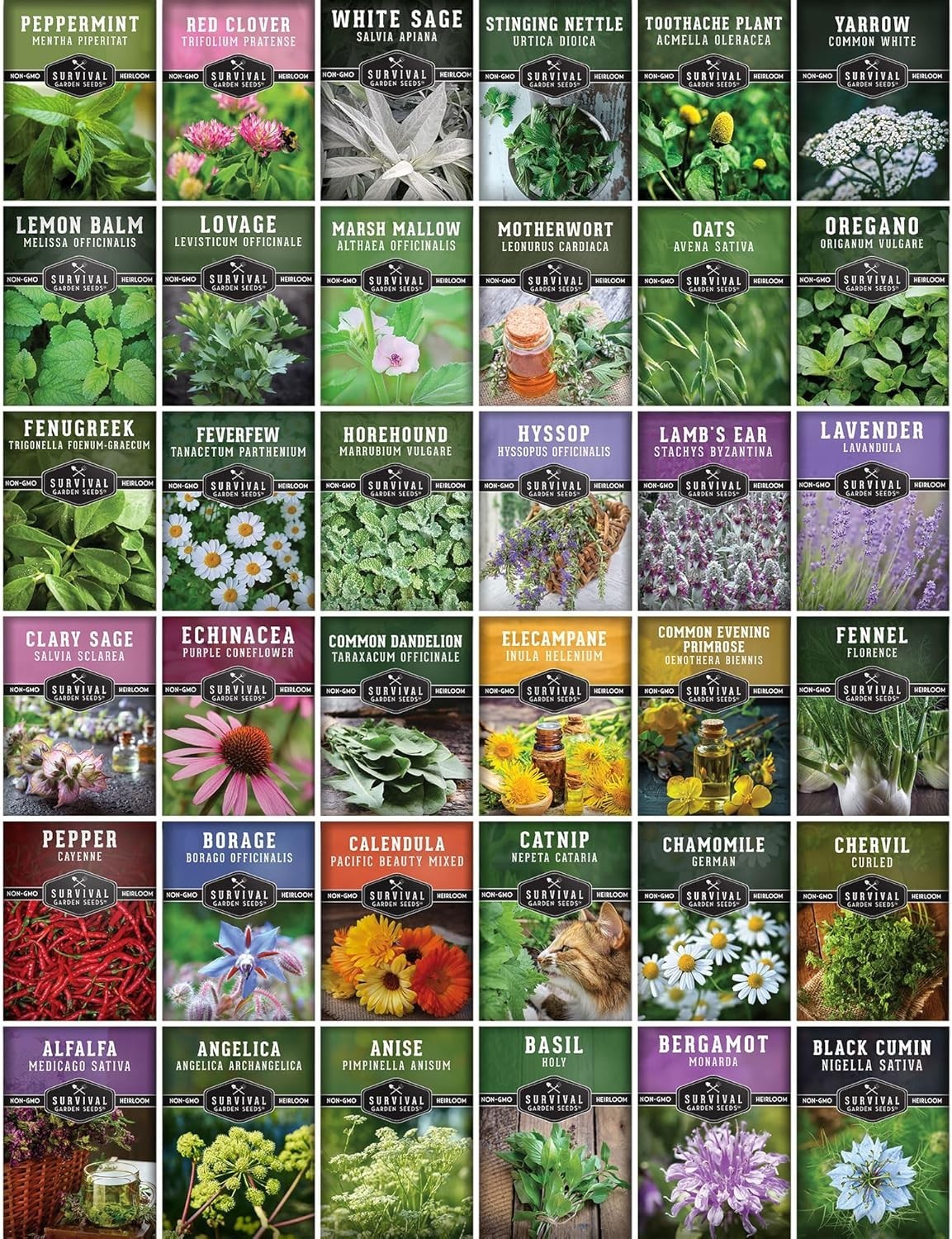 Ultimate Medicinal Herb Seeds Variety Pack – 36 Heirloom Non-GMO Healing Herb…