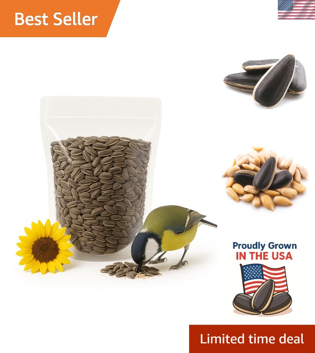 Locally Sourced 1lb Sunflower Seeds in Shell – Perfect for Wildlife & Eating